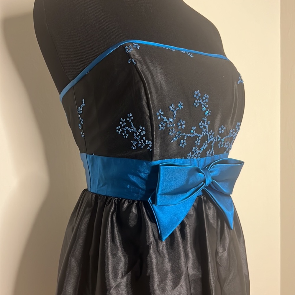 JESSICA MCCLINTOCK FOR GUNNE SAX Sleeveless Formal Black Blue Dress 3 - Picture 2 of 8